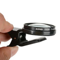 Smartphone macro close-up lens with 37mm diameter aluminum alloy frame and clip attachment