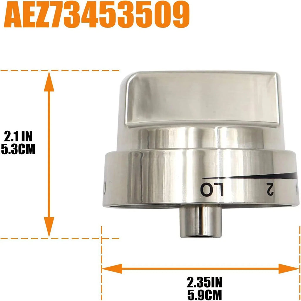Single silver metal oven stove control knob with 5.3cm diameter