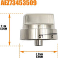 Single silver metal oven stove control knob with 5.3cm diameter