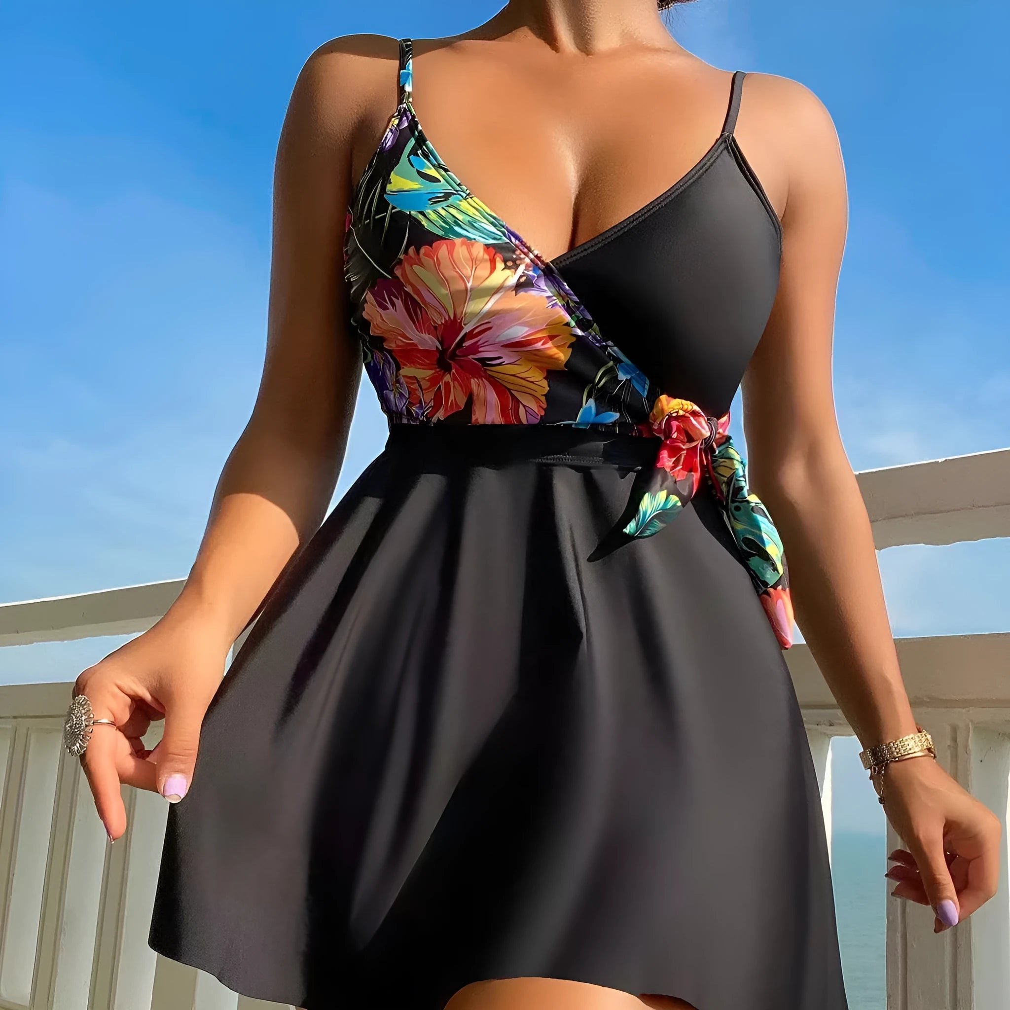 Black women's high waist sports bikini briefs for swimming and athletic activities.
