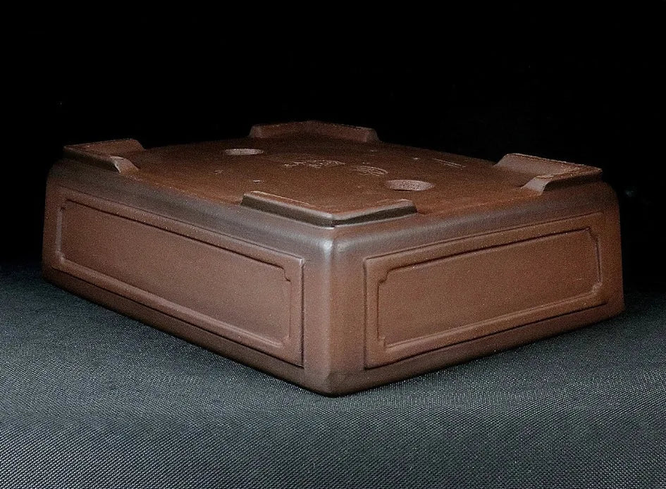 Handmade Yixing purple clay bonsai flowerpot 30cm, purple sand finish, for flowers and green plants