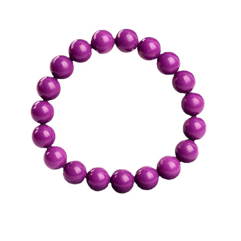 Jiuya polished purple mica crystal bracelet showing single circle design on a wrist.