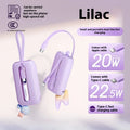 22.5W fast charging power bank with built-in Type-C and Lightning cables, LED display, 10000mAh/20000mAh, compact design