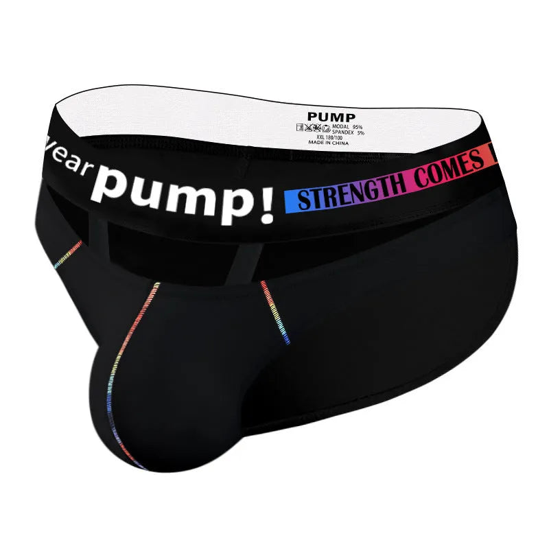 Men's low-waist modal briefs in black and white colour options showing solid design