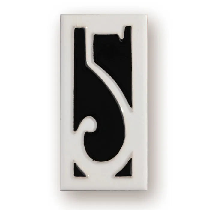 Handmade retro ceramic doorplate with enamel art number, measuring 76 by 152mm.