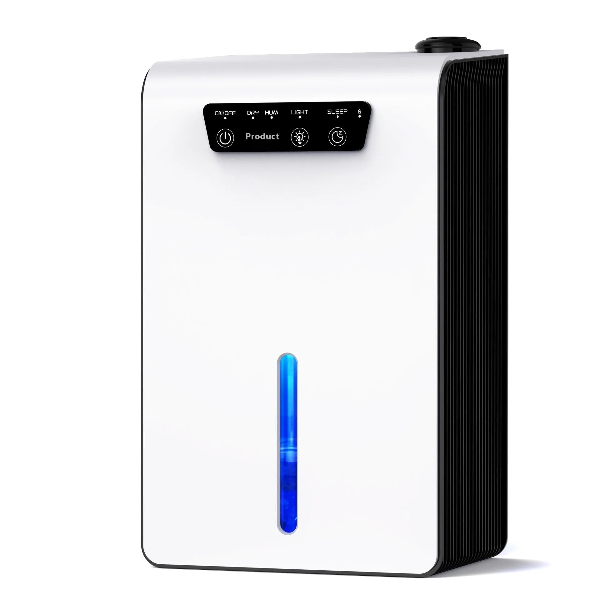 Milky white compact household dehumidifier for 10-20 square metre bedrooms with 2.6-4.0 litre reservoir