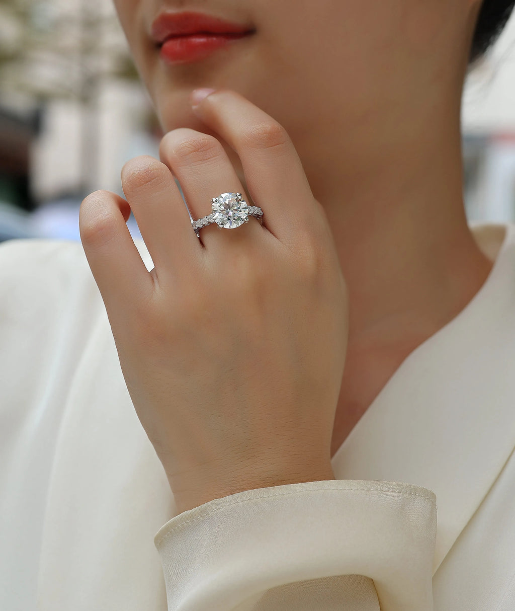 5-carat moissanite wedding ring set S925 silver platinum plating ring sizes 5 to 9 gift box
