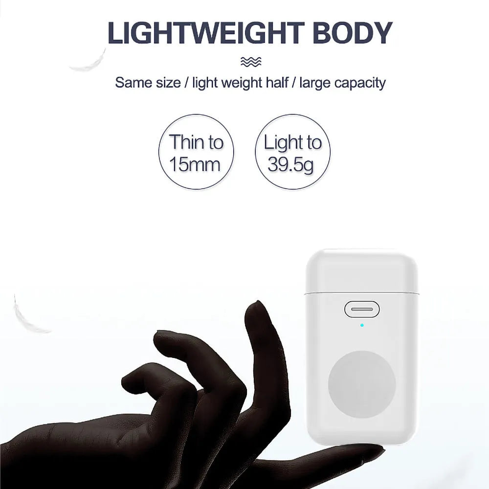 White Apple Watch portable magnetic wireless charger with 1000mAh capacity and micro USB port