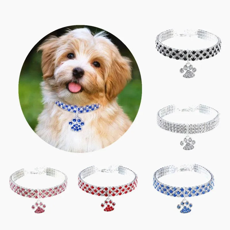 New Pet Collar Diamond Mixed Color Elastic Dogs And Cats Necklace Ornament in multiple colours on white background