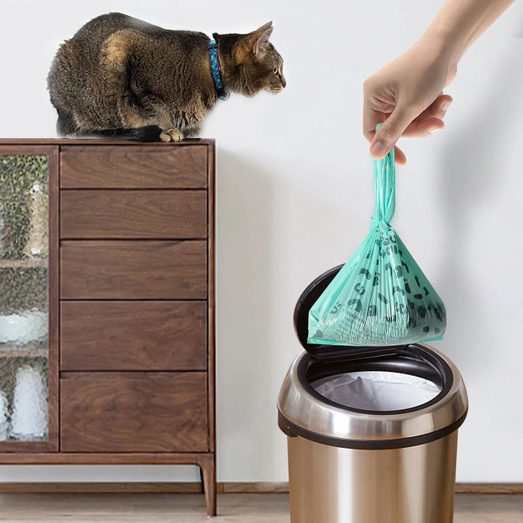 Blue deodorizing cat poop garbage bag for litter shovel disposal