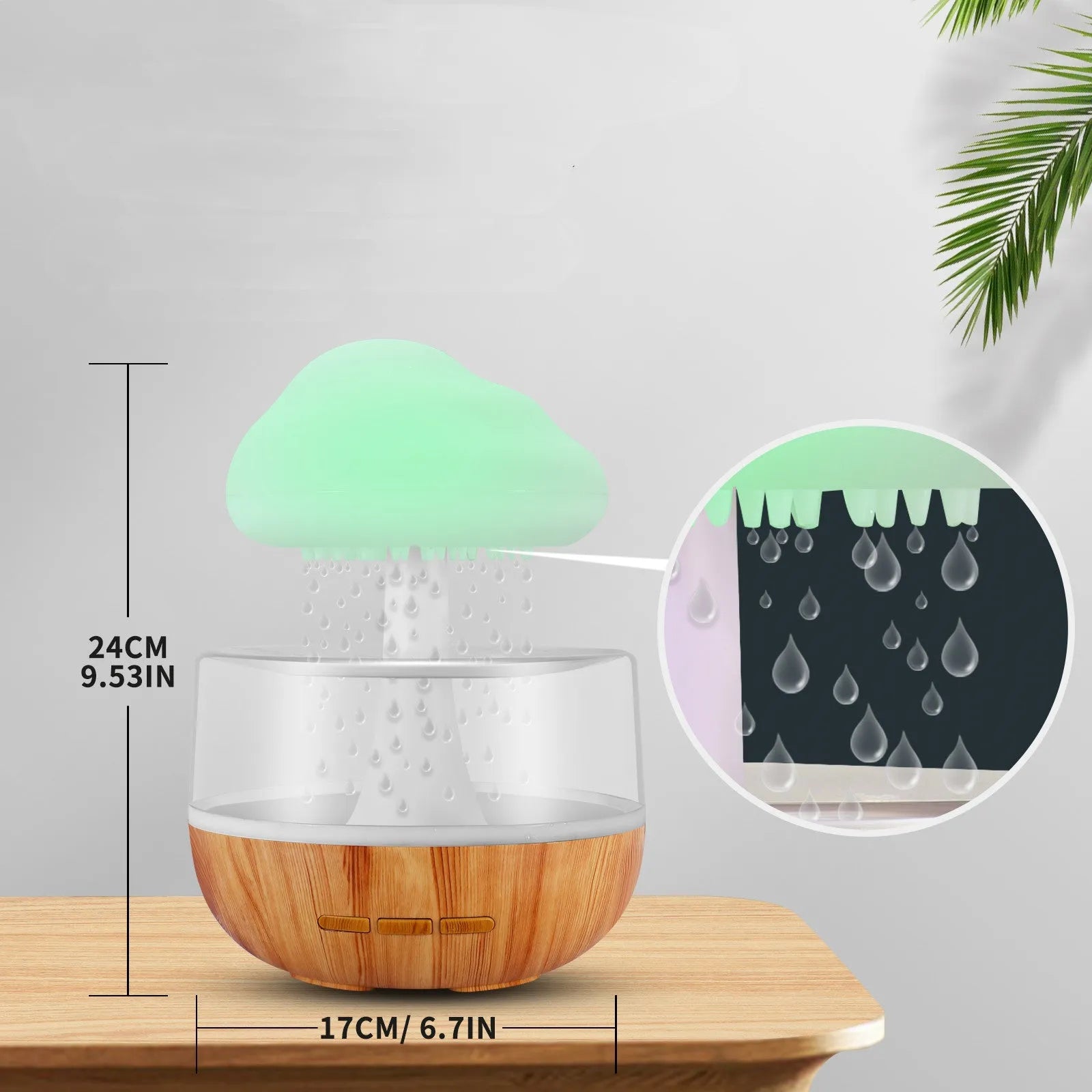 White cloud-shaped ultrasonic humidifier with colourful night light and water droplet flow.