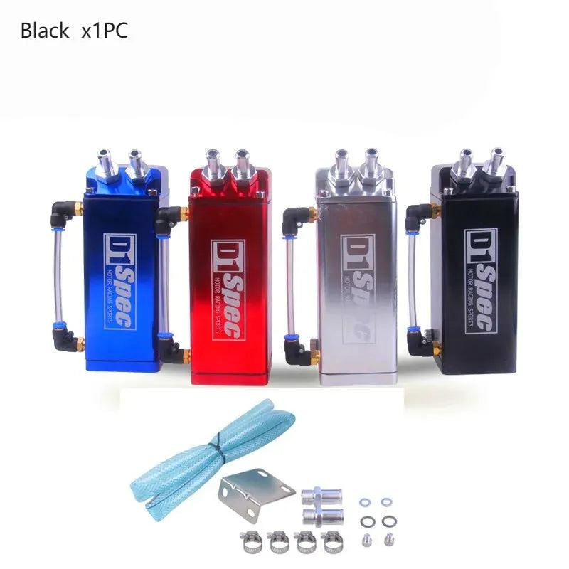 D1 double hole engine oil catch tank in red, blue, black, or silver for car modification