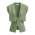 Women's V-neck button cardigan in knitted polyester fabric shown in multiple colour options