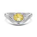 Women's simple oval silver ring electroplated platinum white diamond colour on white background