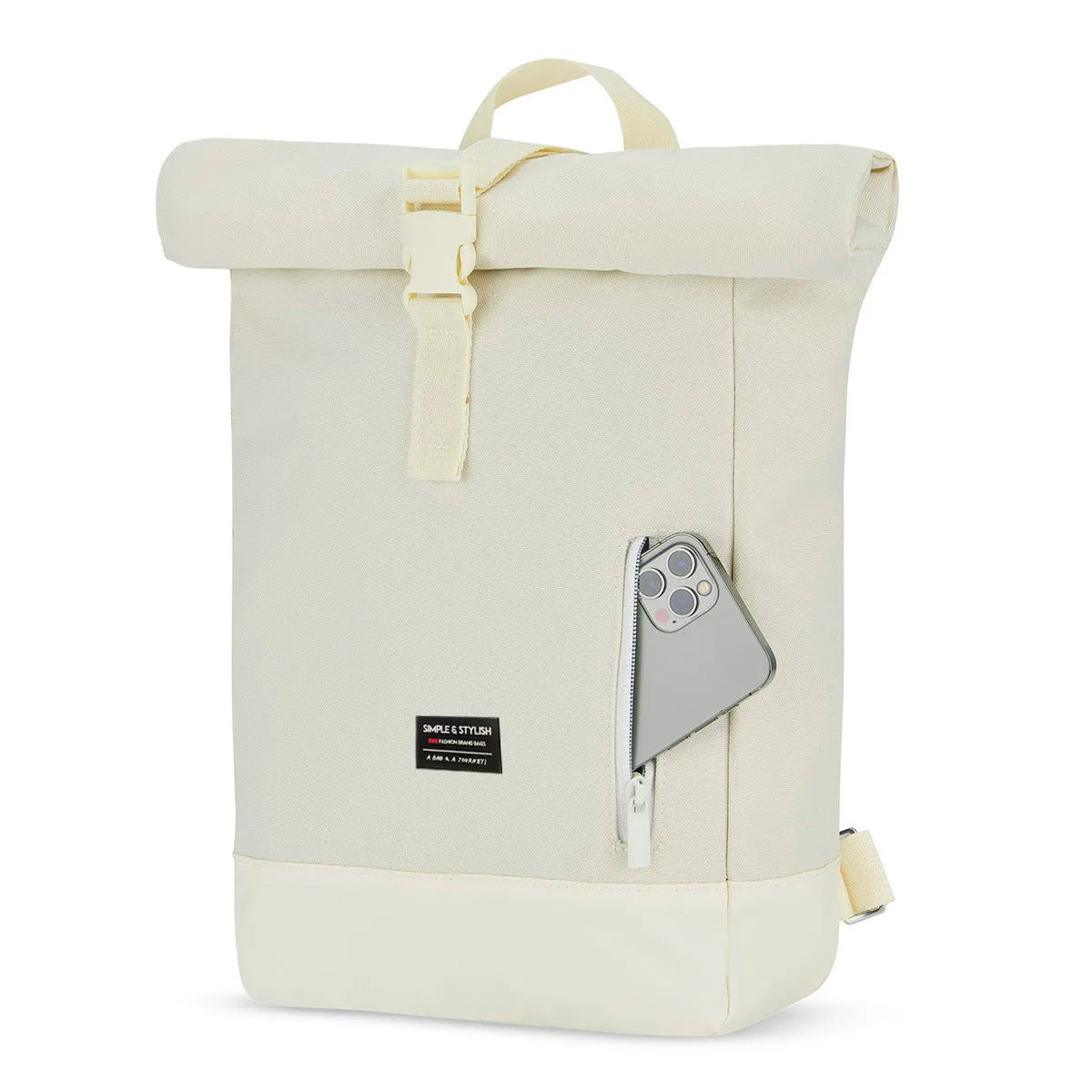 Women's expandable Oxford cloth backpack in black, roll size 50x35x12 cm