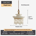 Tassel glass chandelier with copper lamp body, glass lampshade, and LED light source for dining room or bedroom