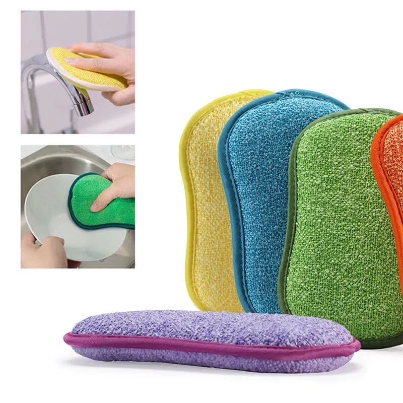 Double-sided kitchen cleaning sponge set 10PCS with scrub and absorbent sides for dish washing and pot cleaning
