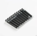 Ten steel ink sacs with screw-in fittings for fountain pen repair on a white background.