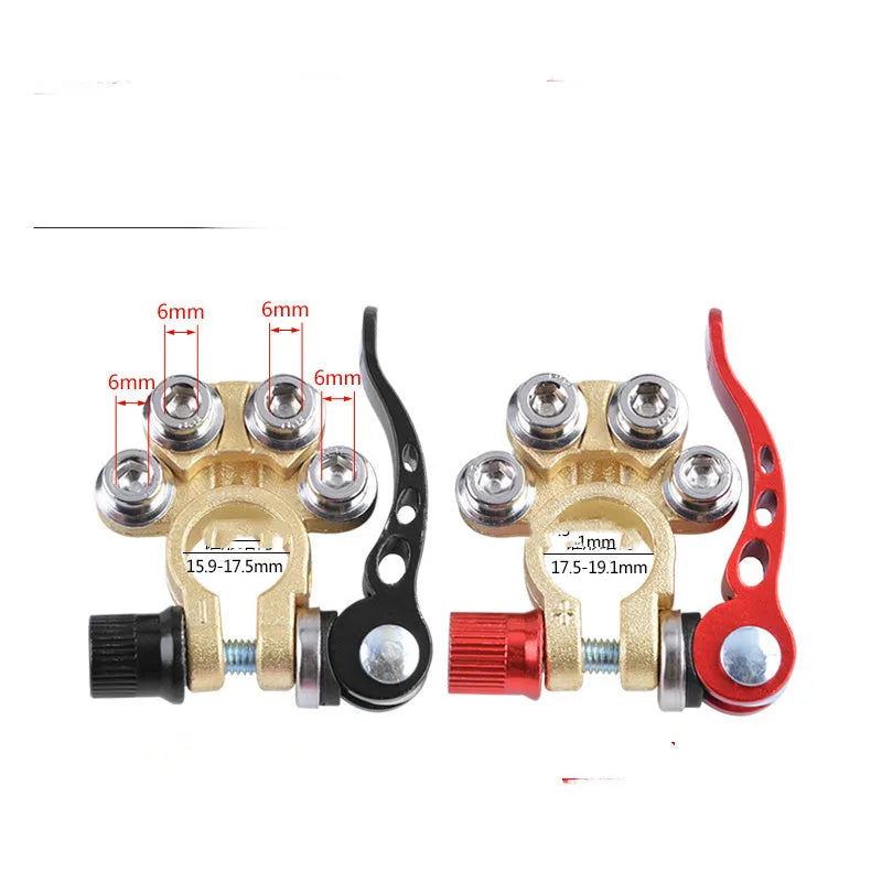 Thickened brass car battery pile head with iron screws, positive 17.5-19.1mm, negative 15.9-17.5mm, model BC2122