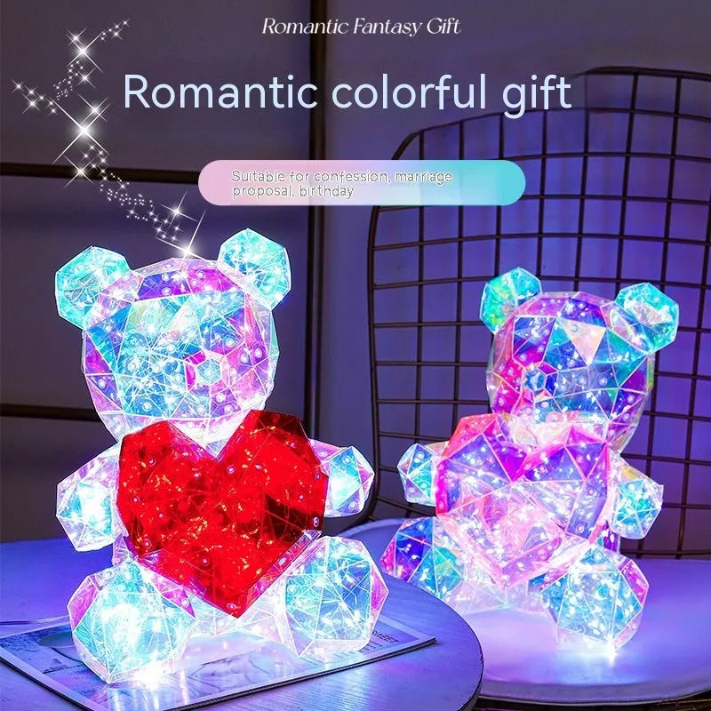 Creative glowing bear plastic gift with USB plug 30 cm red love colour