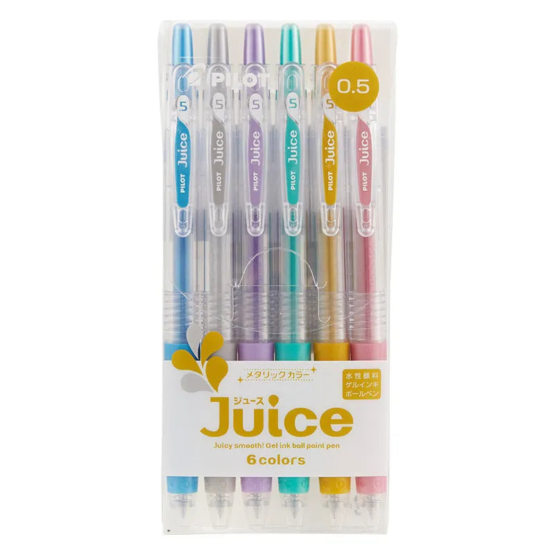 Baiguole 0.5mm gel pen showing metallic gold, silver, and standard colour options