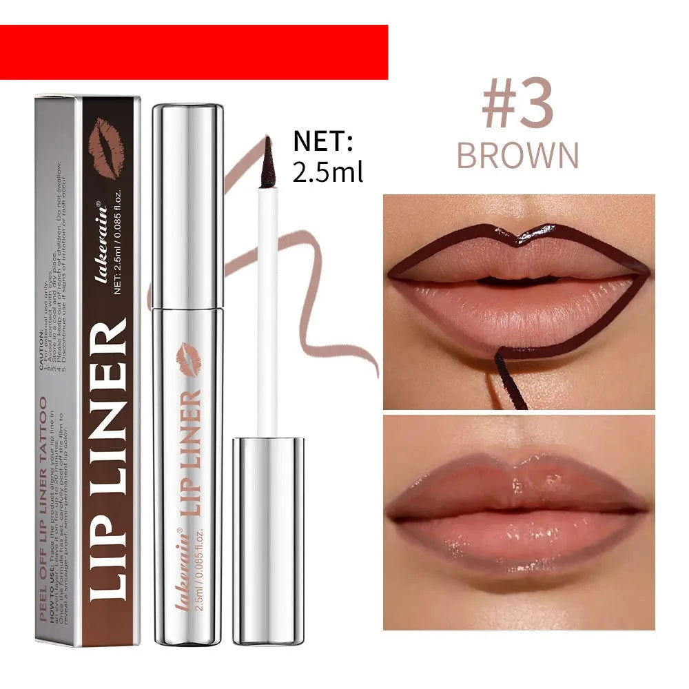 Matte finish pointed toe tear and pull lip liner pencil in Rose Pink, Neutral Mauve, Brown, and Cool Cocoa colours.