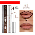 Matte finish pointed toe tear and pull lip liner pencil in Rose Pink, Neutral Mauve, Brown, and Cool Cocoa colours.