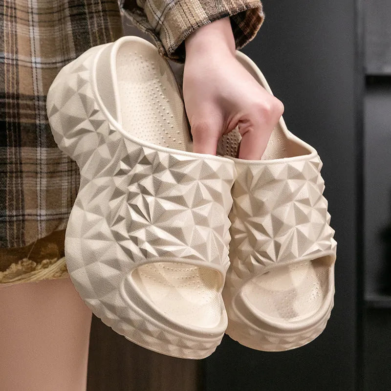 High heel EVA slippers with thick sole in black, khaki and white colour options