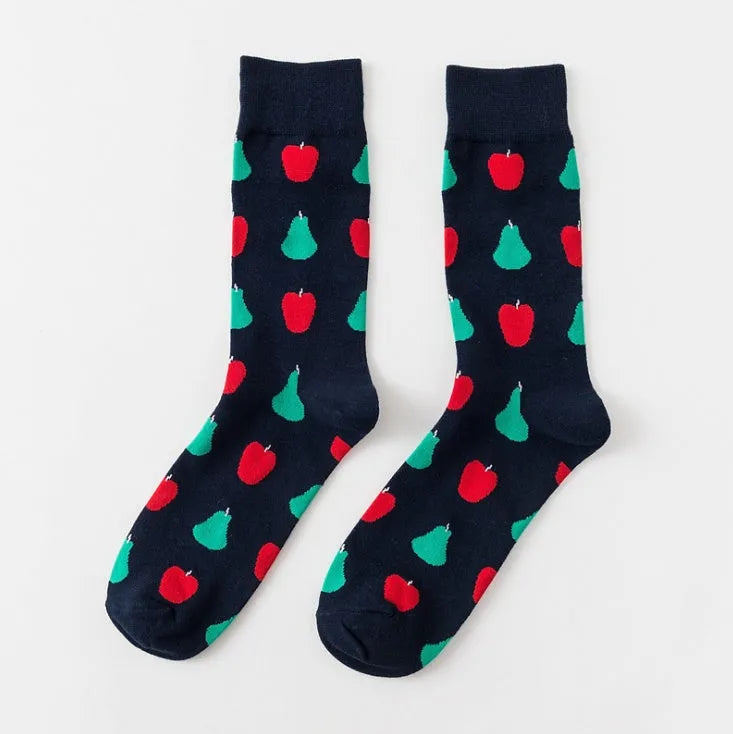 Happy tube socks with banana fruit design in cotton 200-pin high-density one size 39-43 for men and women