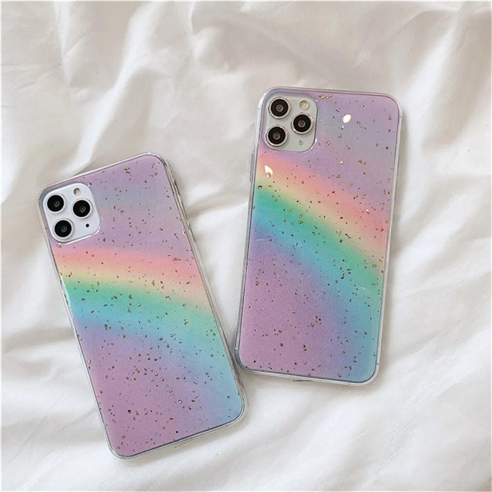 Rainbow gradient striped TPU protective case for iPhone