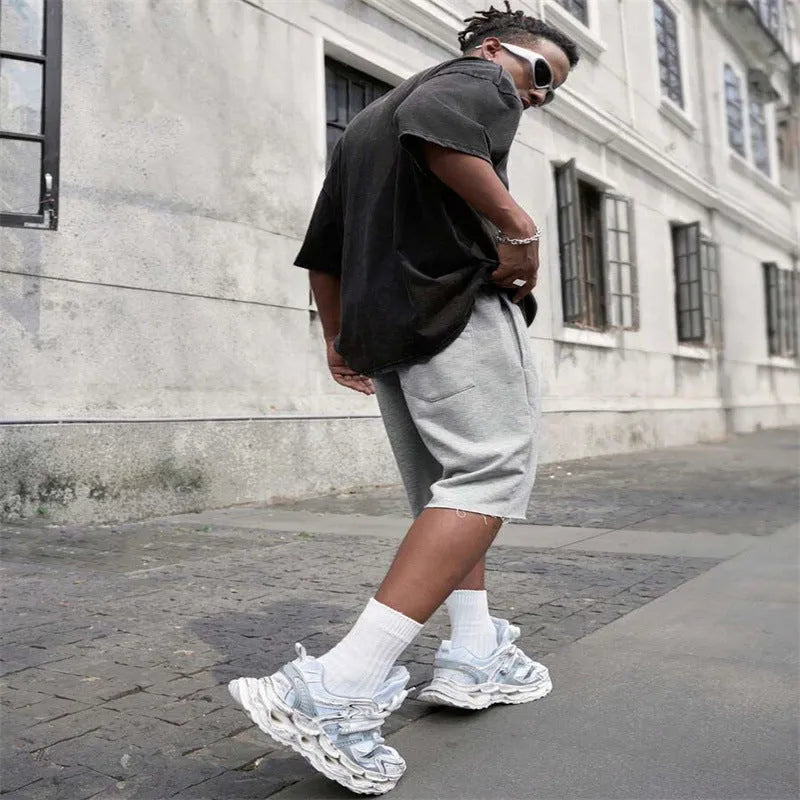 Men's straight leg polyester trousers in black, light grey, or green for sports and streetwear