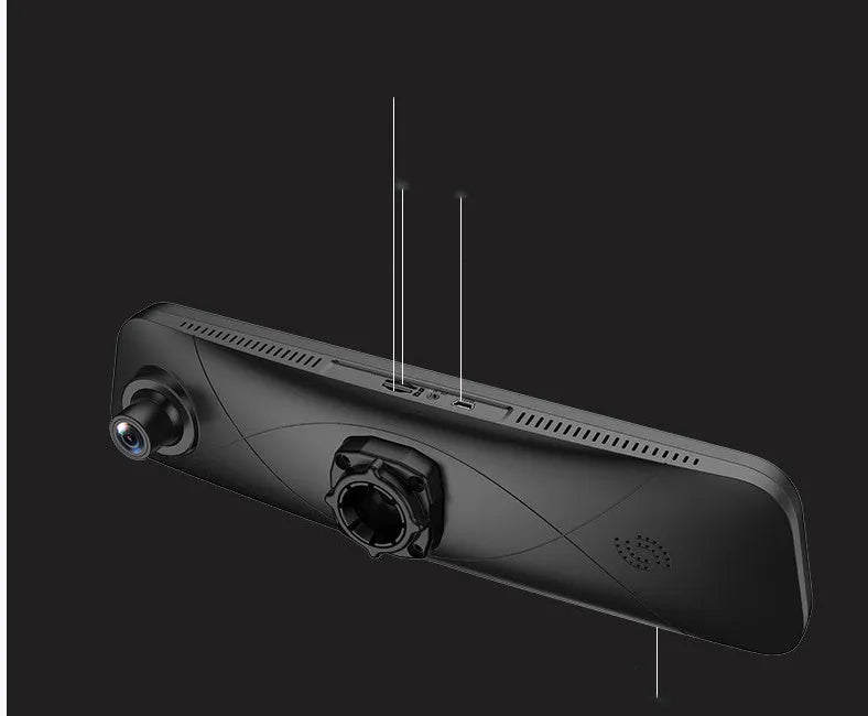 Black 4G car dashboard camera with touch screen, GPS navigation, and wide-angle lens