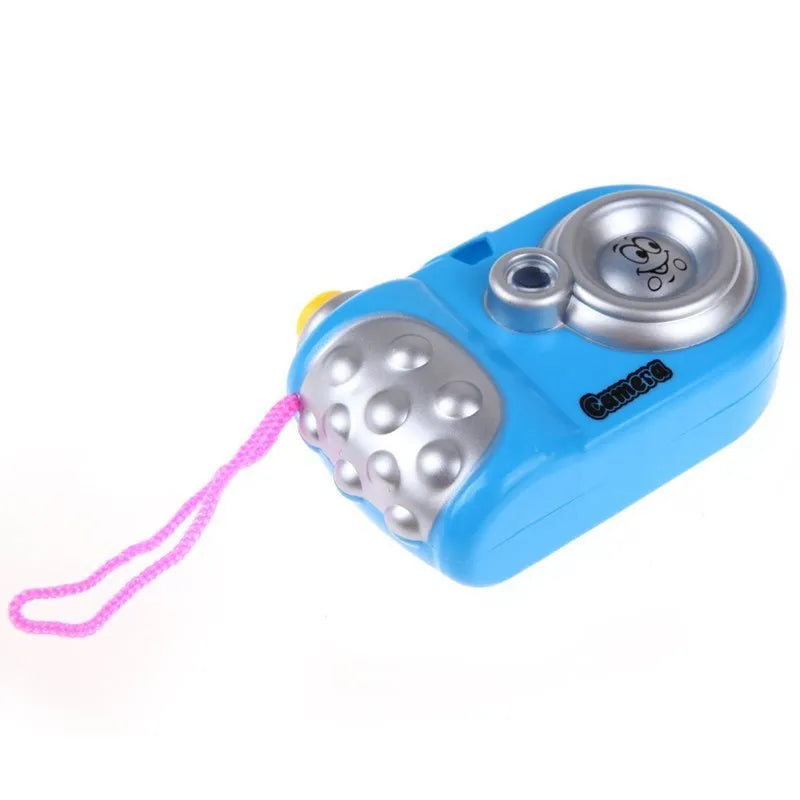 Kids plastic projection camera toy showing animal images with sliding lens cap