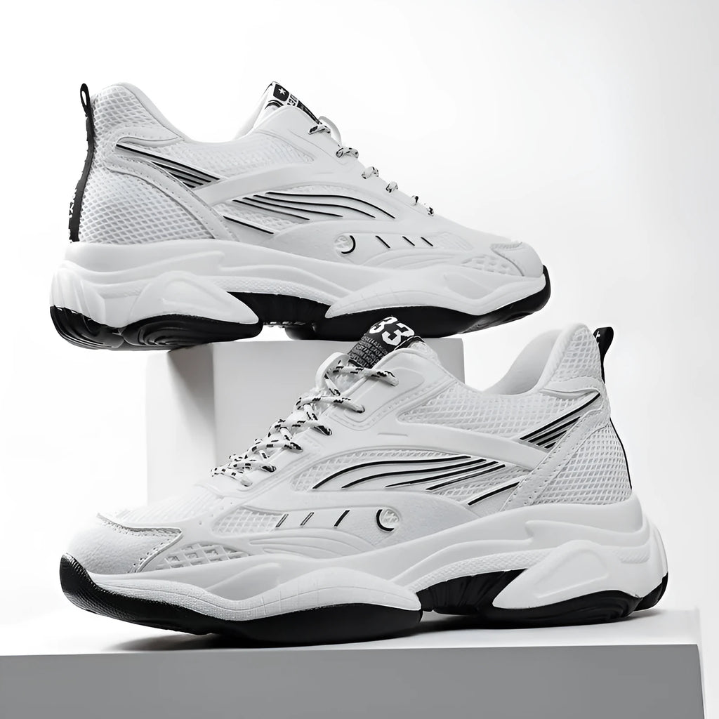 Breathable mesh casual sneakers with hidden elevator 6cm height increase black rubber sole