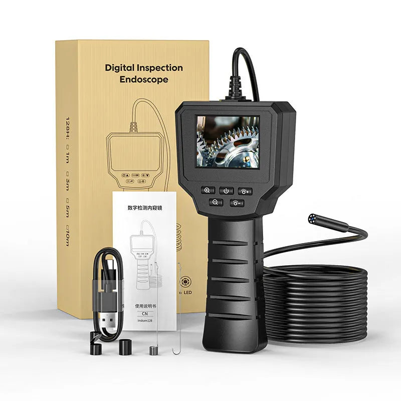 Waterproof HD inspection endoscope camera with 8mm probe and rigid cable for auto repair