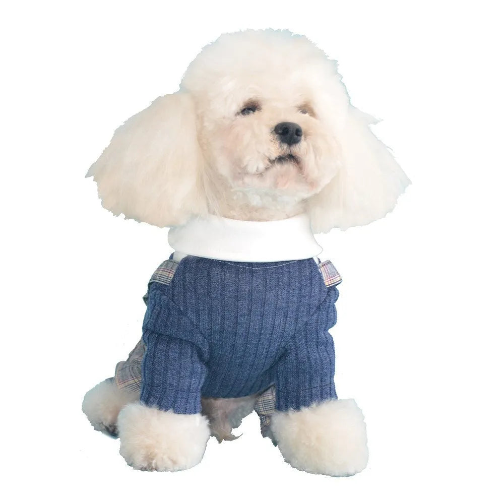 Orange cotton button shirt for small dog on mannequin