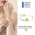 Women's pure silver bracelet with peach blossom safety buckle in New Chinese style flower design