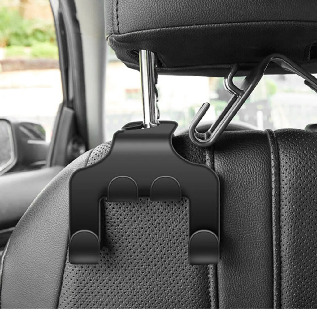 Two-piece car multifunction hook set made from black ABS material