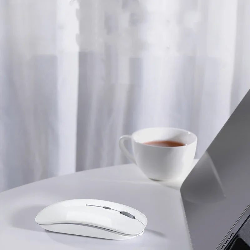 Black wireless Bluetooth mouse with rechargeable battery for laptop and iPad