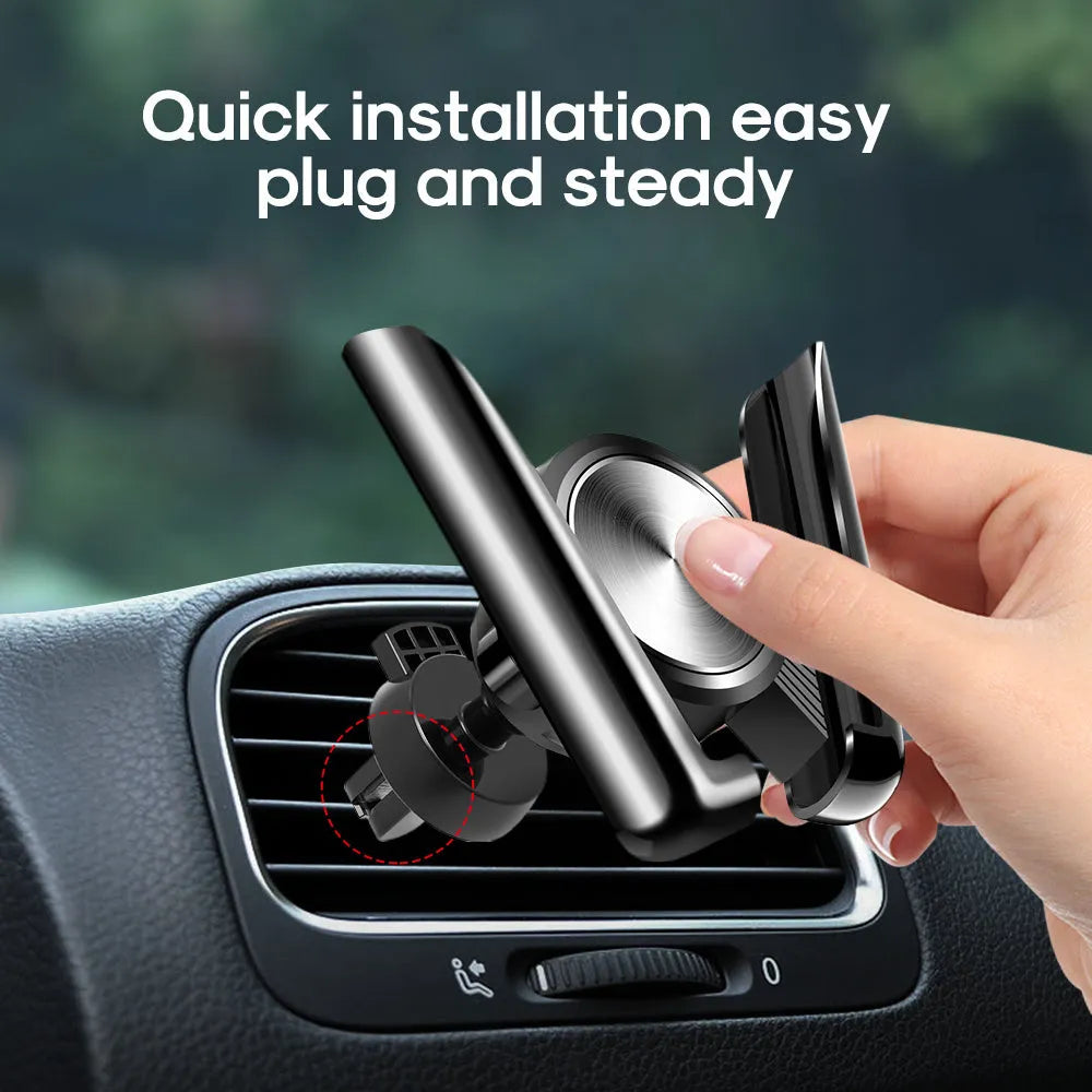 Universal car phone holder air vent mount in black and silver, fitting 4.5 to 6.2 inch mobile phones