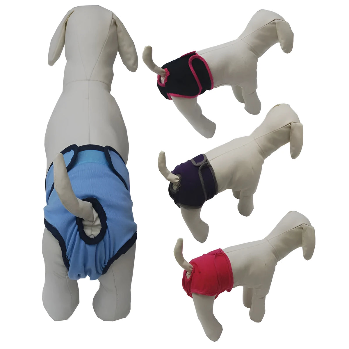 Waterproof dog physiological pants in pink with adjustable waist, size XS-XL