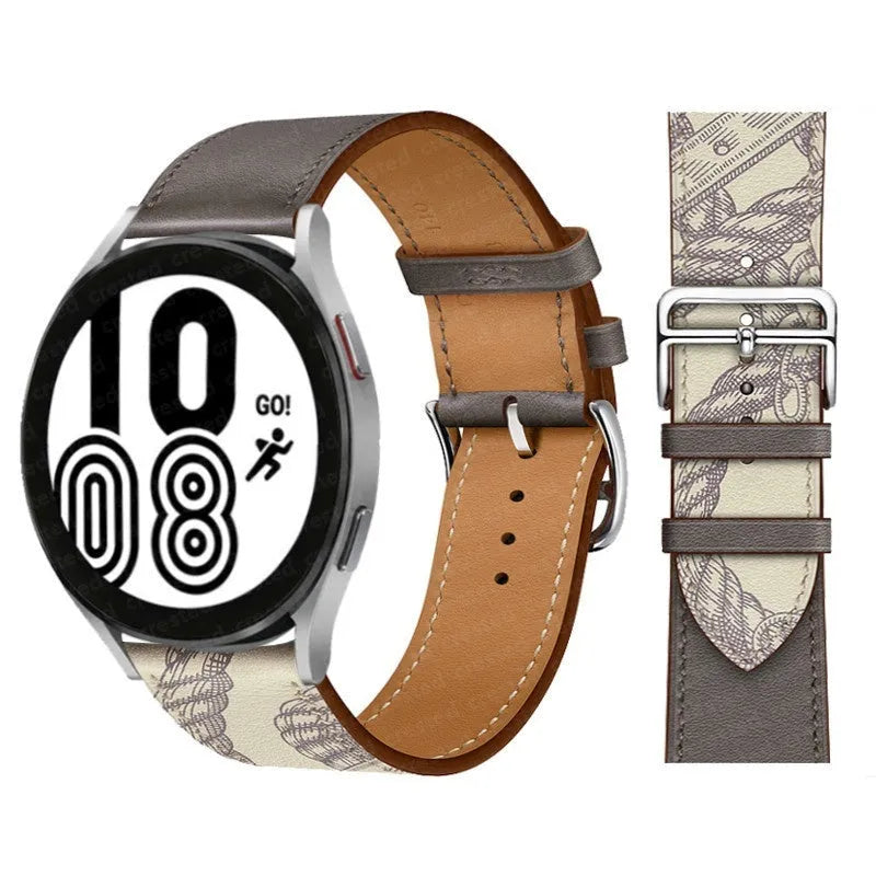 Microfiber single ring leather watch strap in brown with straight buckle, 20mm width