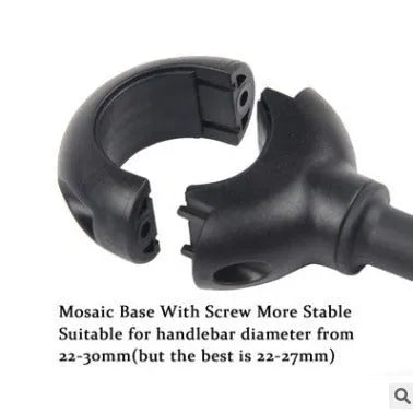 Black metal bicycle rearview mirror with hose adjustment clamp for handlebar mounting