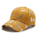 All-match cotton baseball cap with letter print, curved brim, and adjustable fit in beige colour