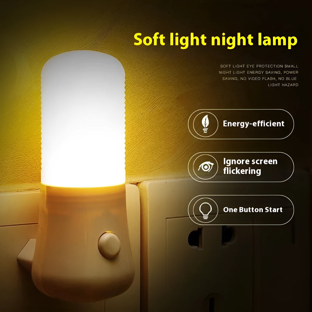 White minimalist plug-in bedside night light with American plug and switchable lighting