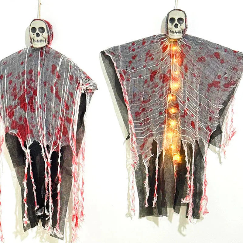 Blood-dyed luminous skull hanging ghost Halloween plastic decoration for outdoor display