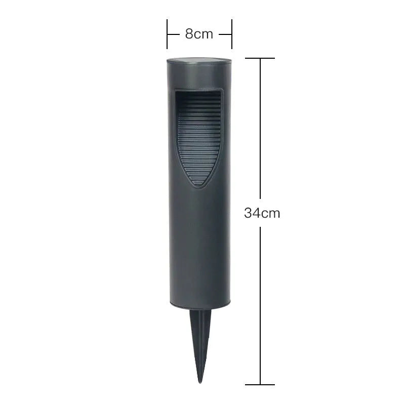 Black geometric solar-powered garden light with abstract design for outdoor decoration