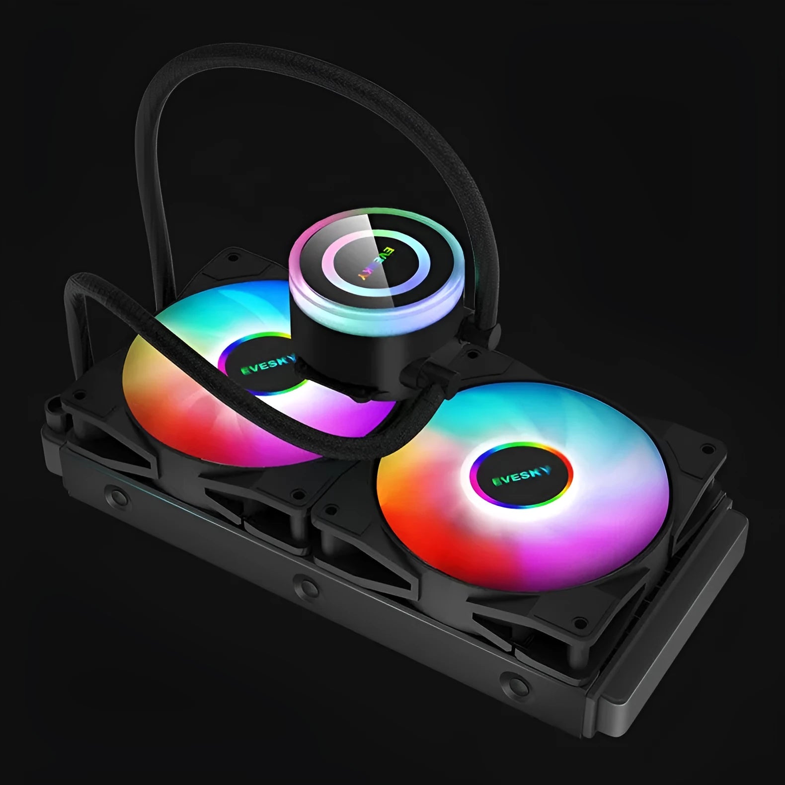 CPU radiator with RGB lighting and aluminium construction for gaming PC cooling