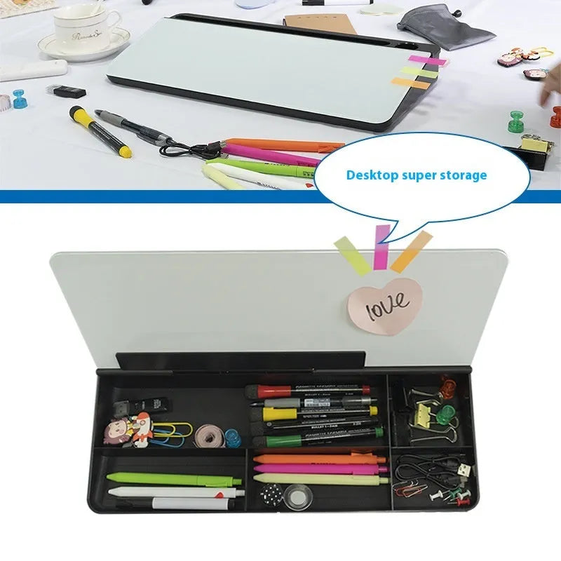 Table top glass whiteboard 18 x 40cm erasable work memo board in black or white