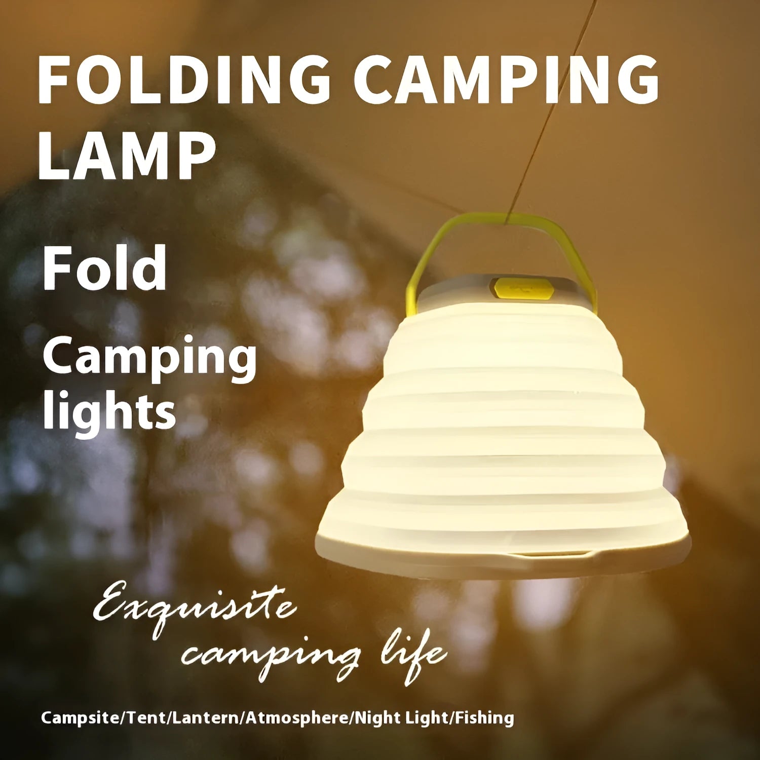White camping lamp with large lighting capacity for tent and outdoor use